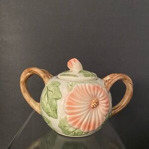 Fitz and Floyd pansy sugar bowl